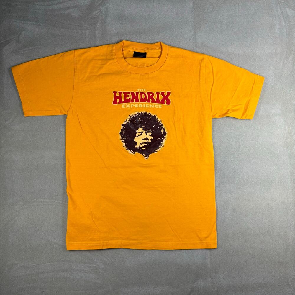 Jimi Hendrix Experience T Shirt Yellow Graphic Rock Band Tee Mens Medium